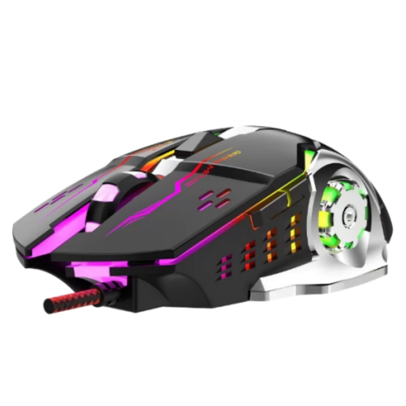 Esports Gaming Free Fire - BAJEAL G8 有線USBゲーミングマウス、6Dマクロプログラミングと発光機構搭載、eスポーツ向け大型風火車デザイン