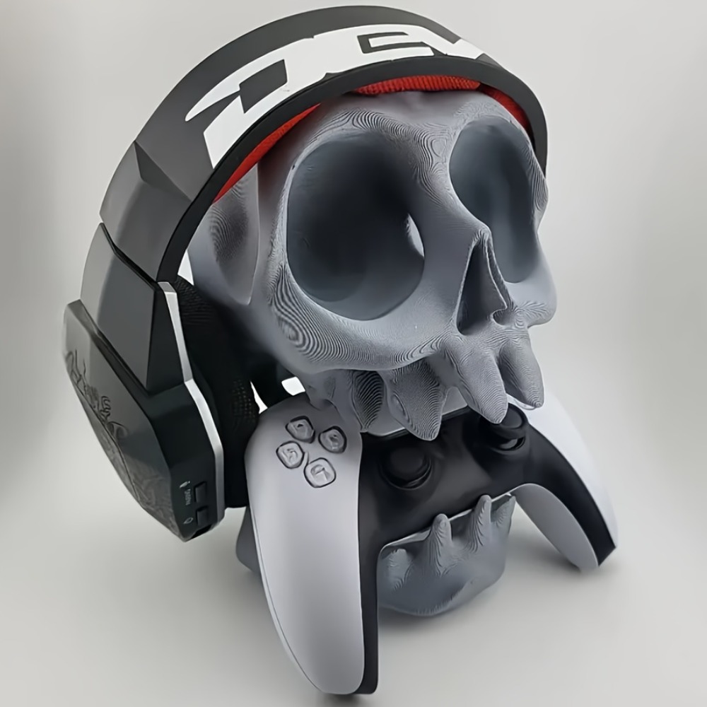 Esports Gaming Headphones - 頭蓋骨型コントローラースタンドヘッドフォンホルダー 2-in-1 ゲームアクセサリー ゴシックヘッドセット & ゲームパッドディスプレイスタンド