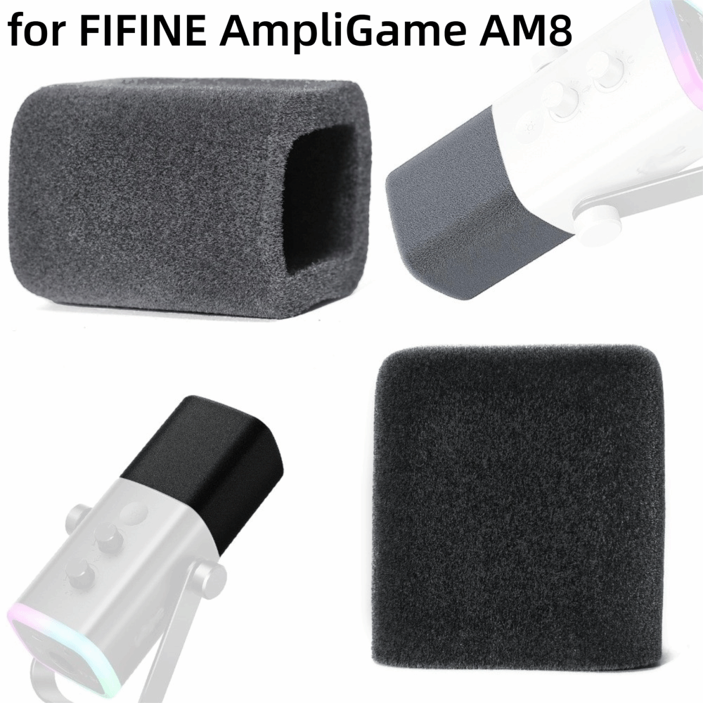 Sound Dampening Foam - 1 個交換用マイクウィンドスクリーンカバーフロック加工スポンジフォームノイズリダクションポップフィルターカバー防風 FIFINE AmpliGame AM8 用