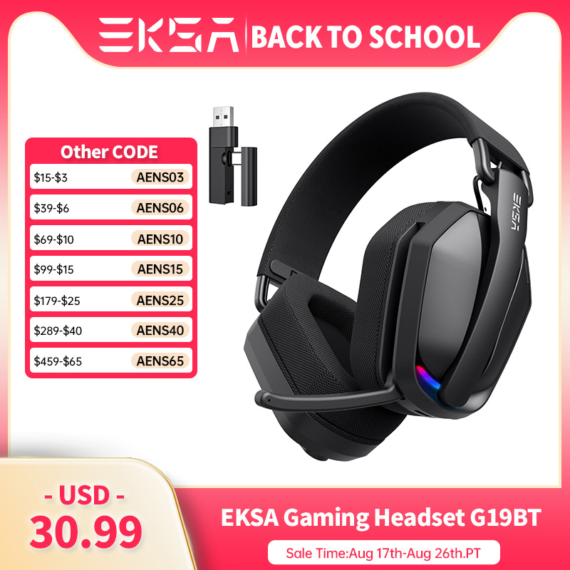 Esports Gaming Headphones - EKSA G19BT 2.4GHz ワイヤレスゲーミングヘッドフォン 超軽量 Bluetooth