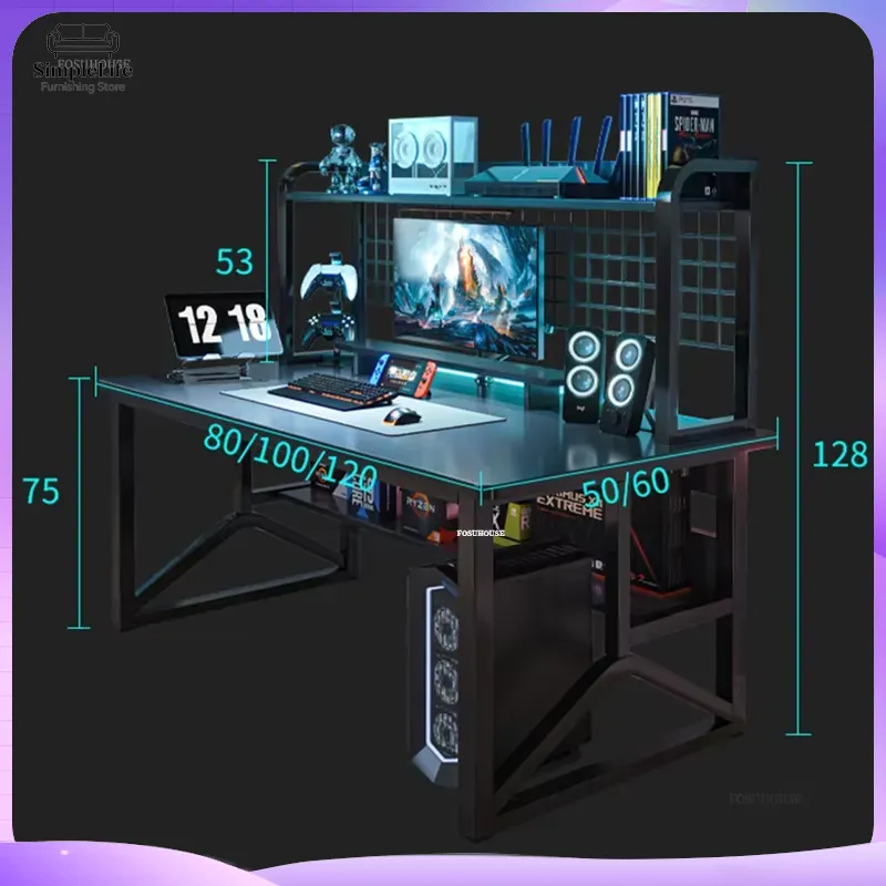 Esports Gaming School - 北欧コンピューターデスク ゲーミングデスク eスポーツ用 ホームオフィス学習テーブル 本棚一体型デザイン ミニマリストベッドルームデスク