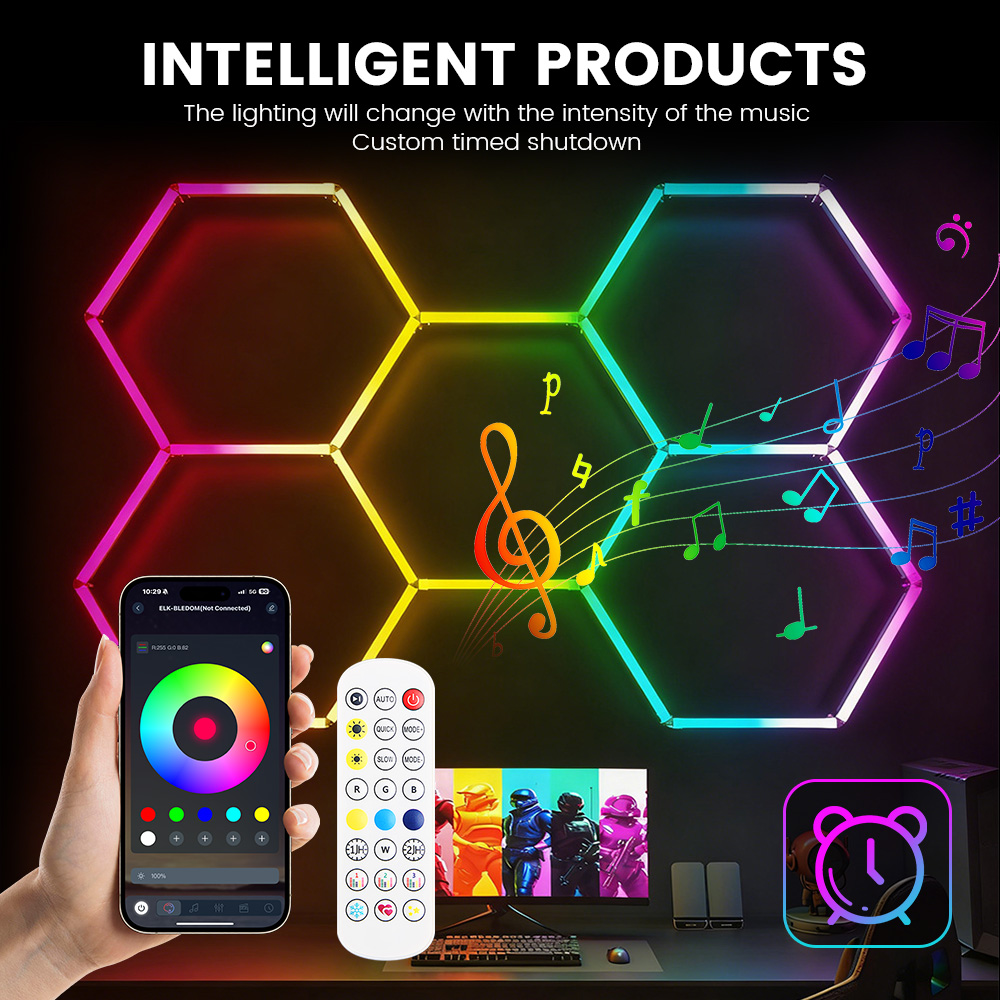 スマートRGBハニカム六角形LEDライト、音楽機能付き、モバ - Esports Gaming Remote のレビューと価格