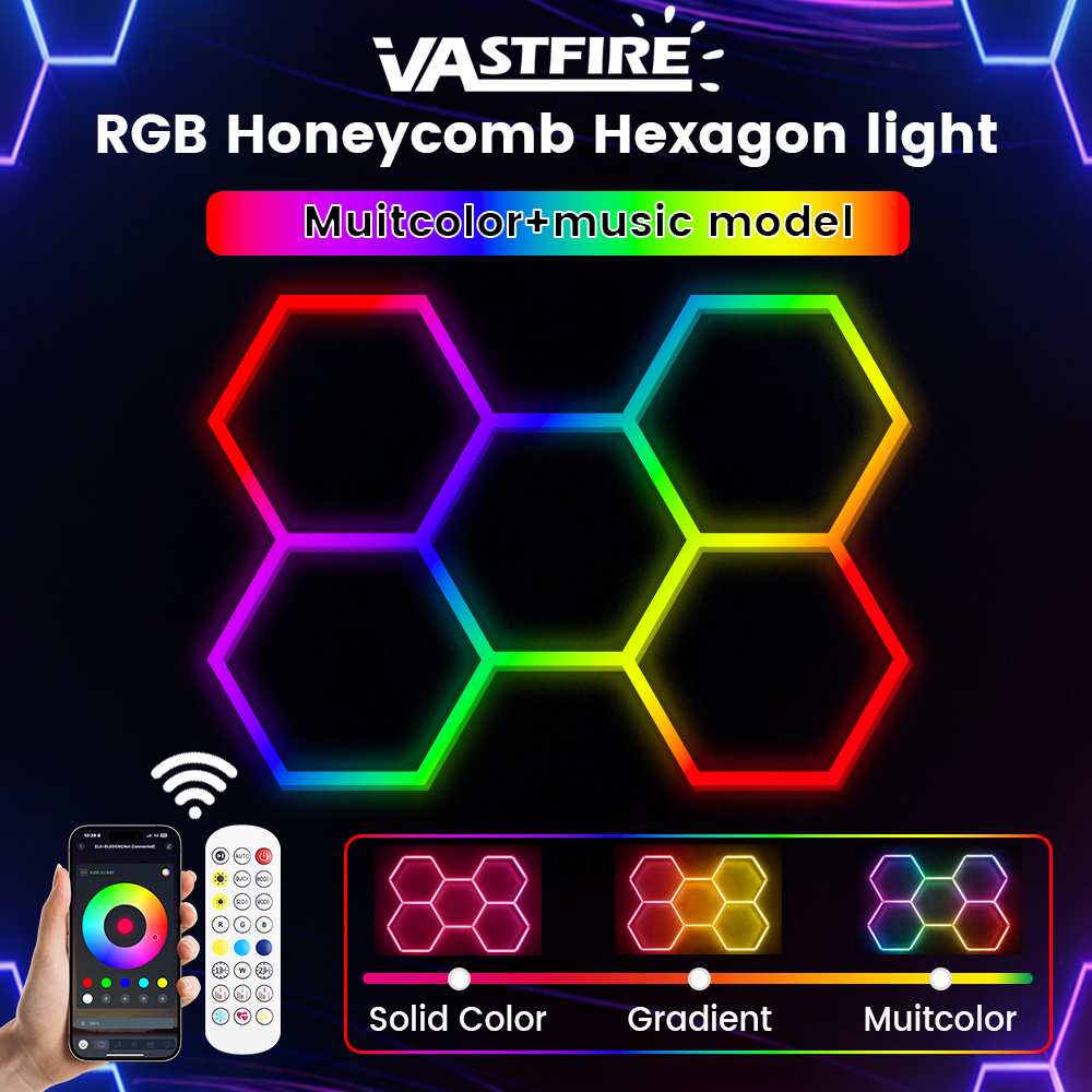 スマートRGBハニカム六角形LEDライト、音楽機能付き、モバ - Esports Gaming Remote のレビューと価格