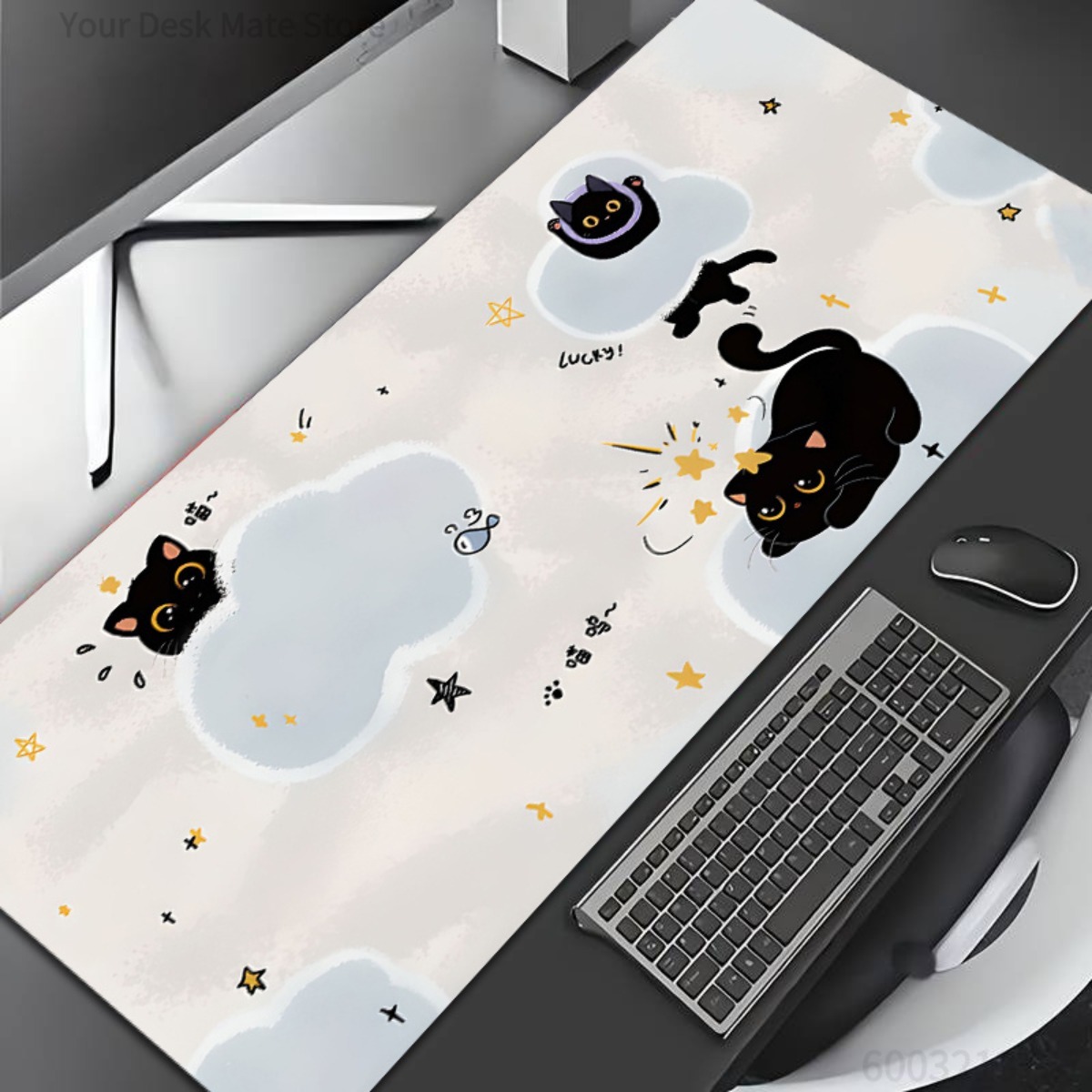 ゴム製スムースデスクマウスパッド 黒猫と星空柄 滑り止め 洗 - Esports Gaming School のレビューと価格