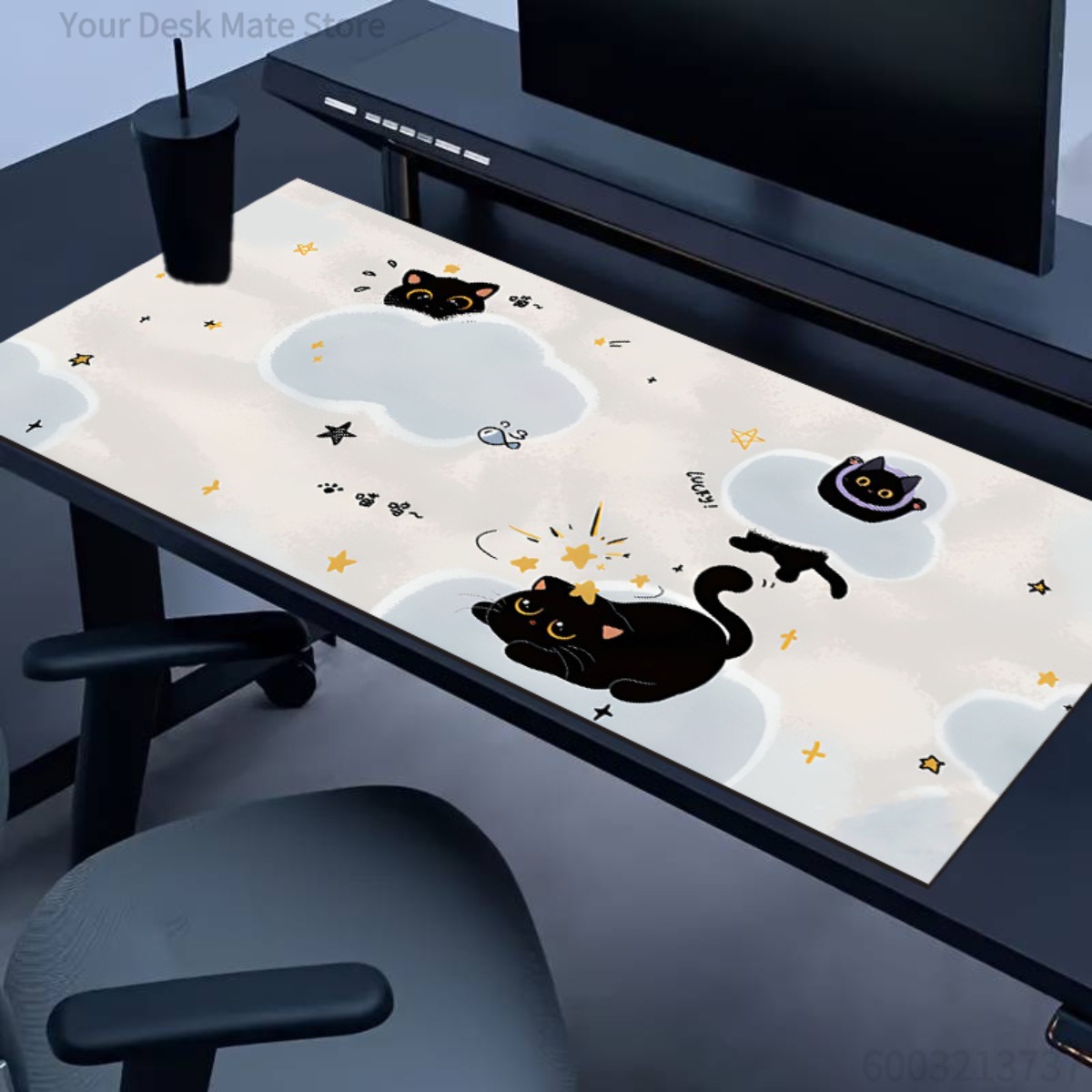 ゴム製スムースデスクマウスパッド 黒猫と星空柄 滑り止め 洗 - Esports Gaming School のレビューと価格