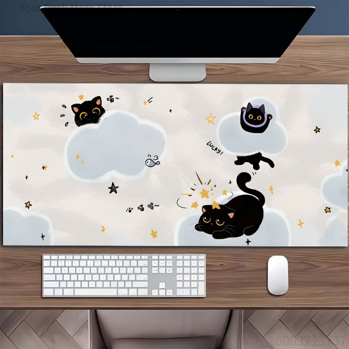 ゴム製スムースデスクマウスパッド 黒猫と星空柄 滑り止め 洗 - Esports Gaming School のレビューと価格